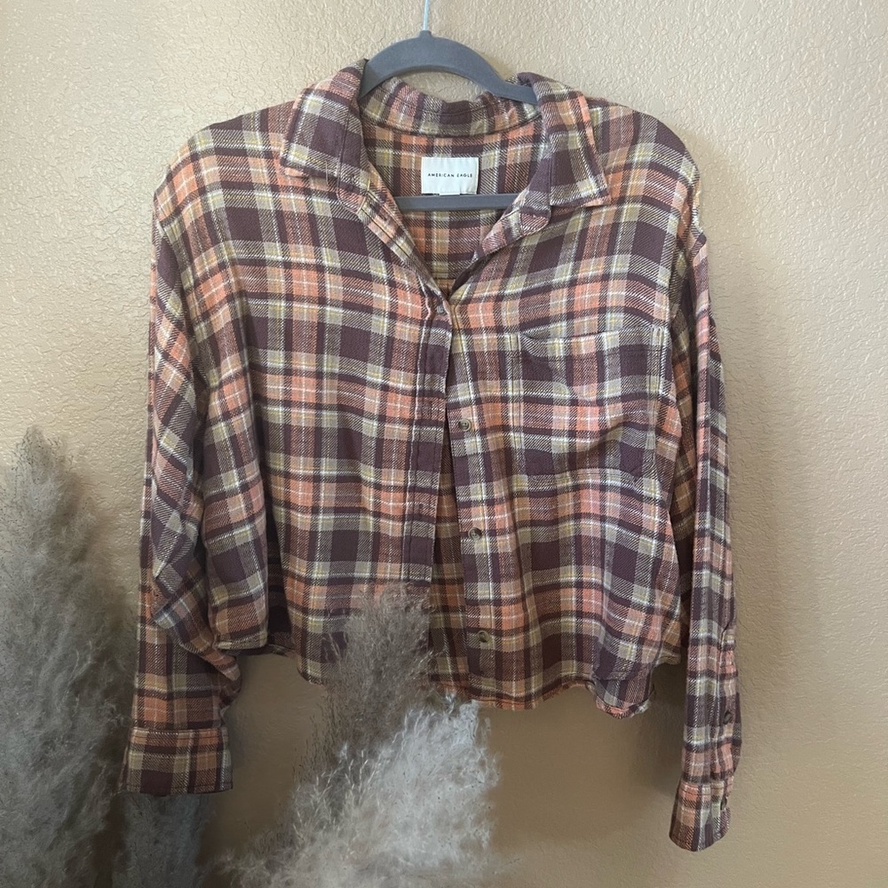 American Eagle Cropped Flannel